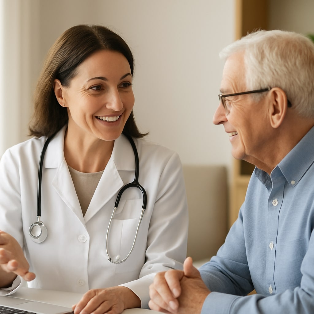 Free Medicare consultation between female doctor and senior patient in a bright medical office | Hatch Medicare Solutions