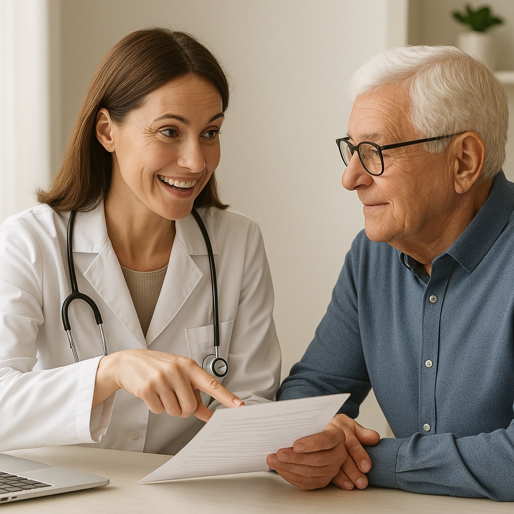 Doctor explaining Medicare Advantage and Supplement plan options to senior patient during consultation | Hatch Medicare Solutions